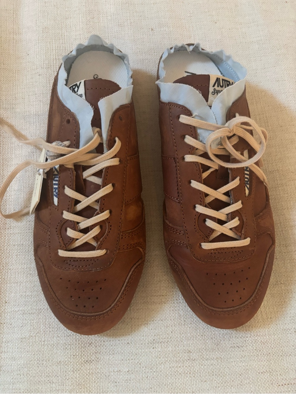 Autry New Brown Leather Lace-Up Women’s Sneakers
